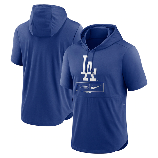 Men's Blue Los Angeles Dodgers Short Sleeve Pullover Hoodie
